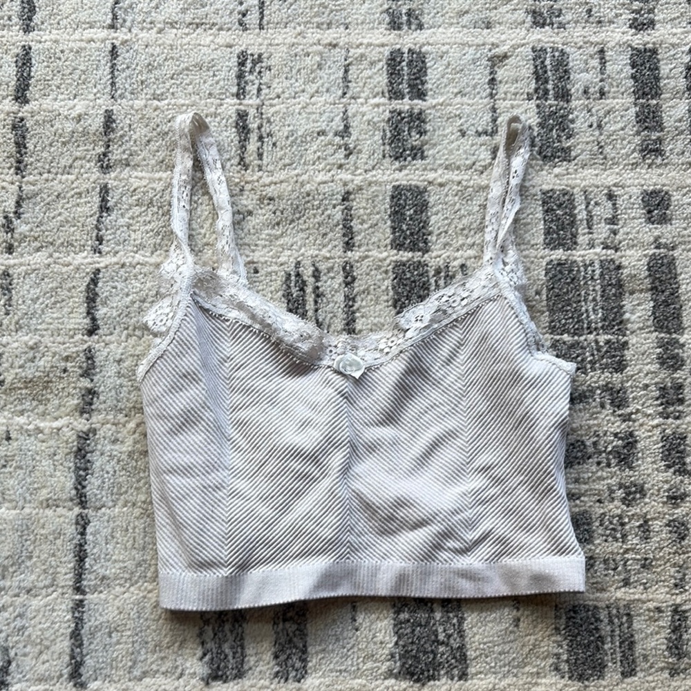 Urban Outfitters White Lace Trim Tank Top